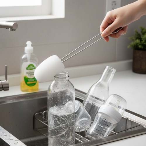(White) Stainless Steel Bottle Brush with Replaceable Head 2