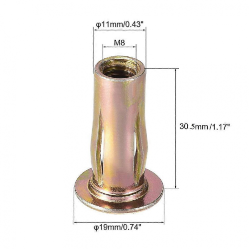M8 Carbon Steel Zinc-Plated Flat Head Threaded Insert Nut, 25Pcs 1