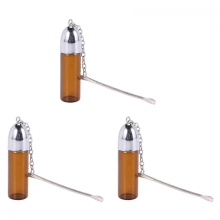 3X Glass Snuff Bottle with Metal Spoon & Screw Cap, Random Design