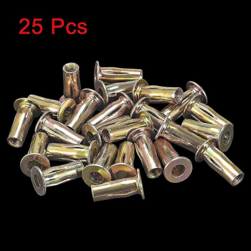M8 Carbon Steel Zinc-Plated Flat Head Threaded Insert Nut, 25Pcs 2