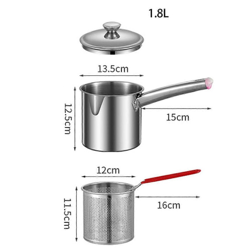 Friggitrice da 1,8 litri con cestelli in acciaio inox, pentola multiuso. 1
