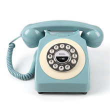 Vintage Bluetooth Landline Phone, Cordless Design, Clear Audio, Classic Blue Home Style