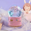 Carillon con unicorno rosa e neve artificiale, luci LED e effetto neve automatica. 3
