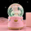 Carillon con unicorno rosa e neve artificiale, luci LED e effetto neve automatica. 1
