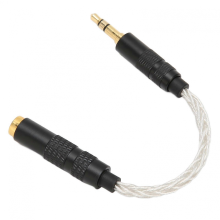 4.4mm Balanced Female to 3.5mm Stereo Male Adapter Cable, Gold-Plated Connectors, Silver