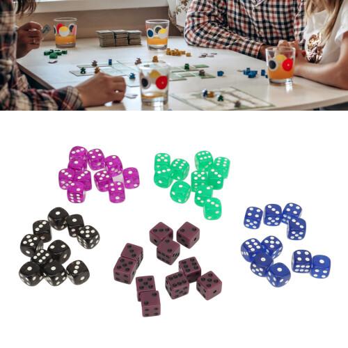 50PCS Translucent 0.6-Inch Plastic Dice Set for Table & Board Games