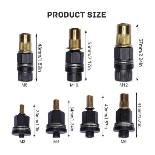 Rivnut-Werkzeug-Set M3x33mm-M12x57mm, Silber 1