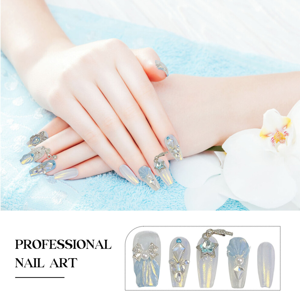 Roc-Electron (M) Rhinestone False Nails - Reusable & Charming