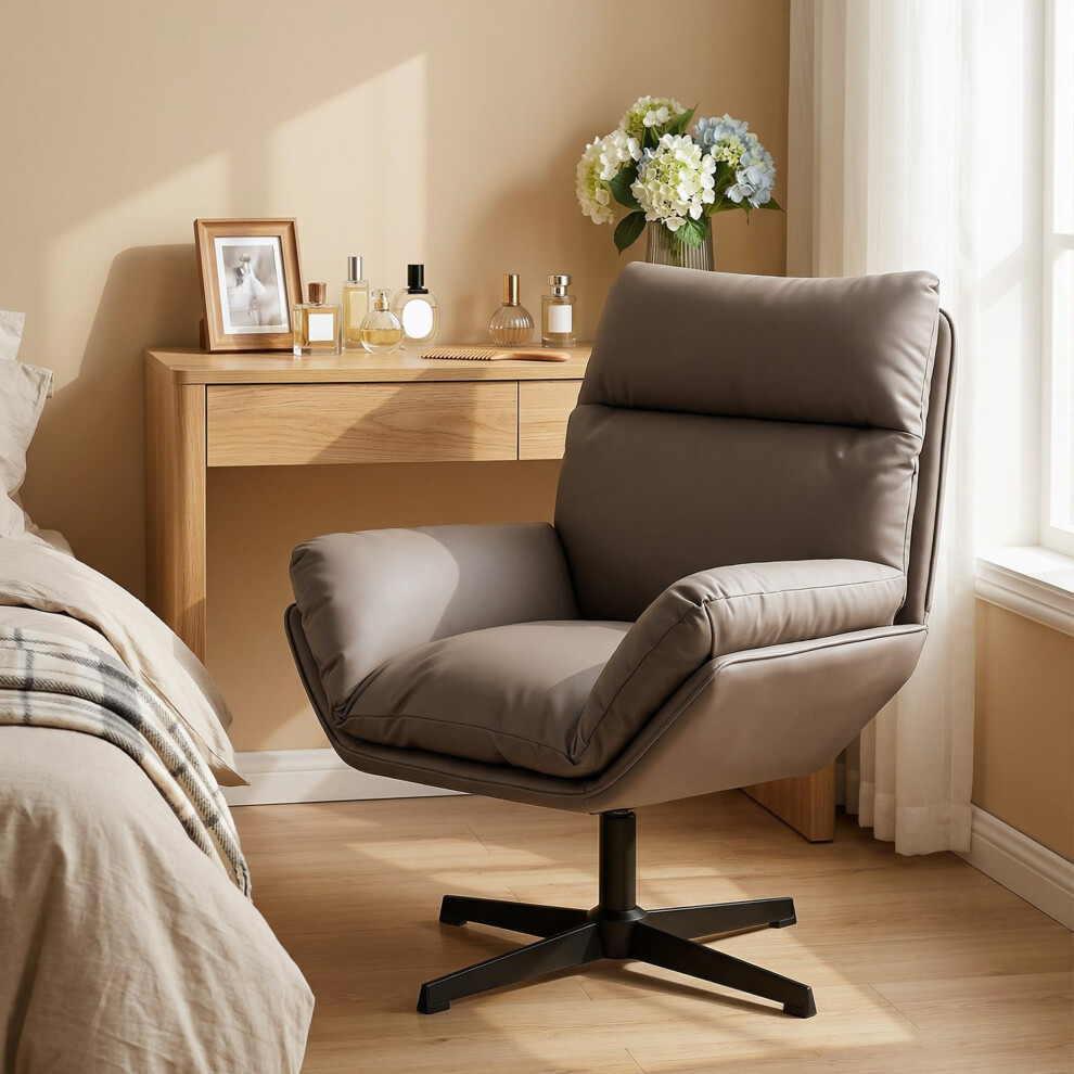 Homcom (Brown) Accent Chair With 360 Swivel