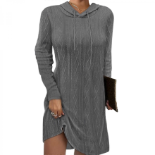 (Gray, L) Abito felpa con cappuccio da donna autunno/inverno, maniche lunghe, marrone, taglia XXL
