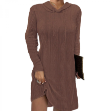 (brown, S) Abito felpa con cappuccio da donna autunno/inverno, maniche lunghe, marrone, taglia XXL