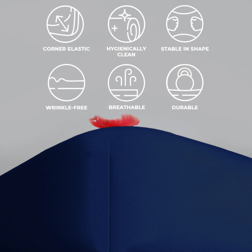 (Double, Navy Blue) 40cm Deep Fitted Sheet - Premium Microfiber Mattress Sheet Single Double & King Sizes UK 2