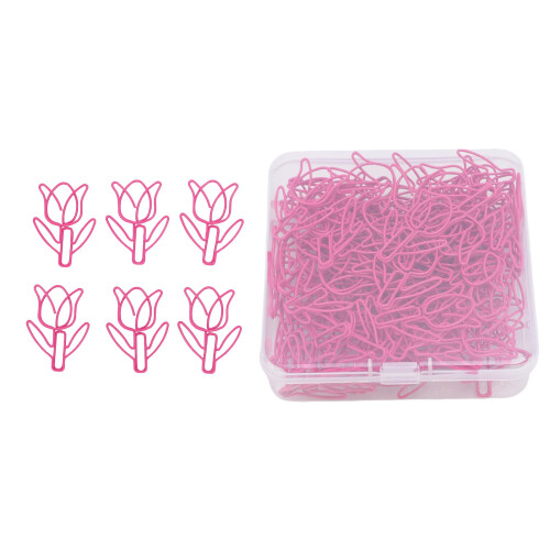 80Pcs Flower Shaped Mini Paper Clips - Colored Bookmarks with Transparent Box 1