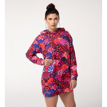 (Purple, L) Mr. Gugu Miss Go Purple Flowers Oversize Hoodie Dress