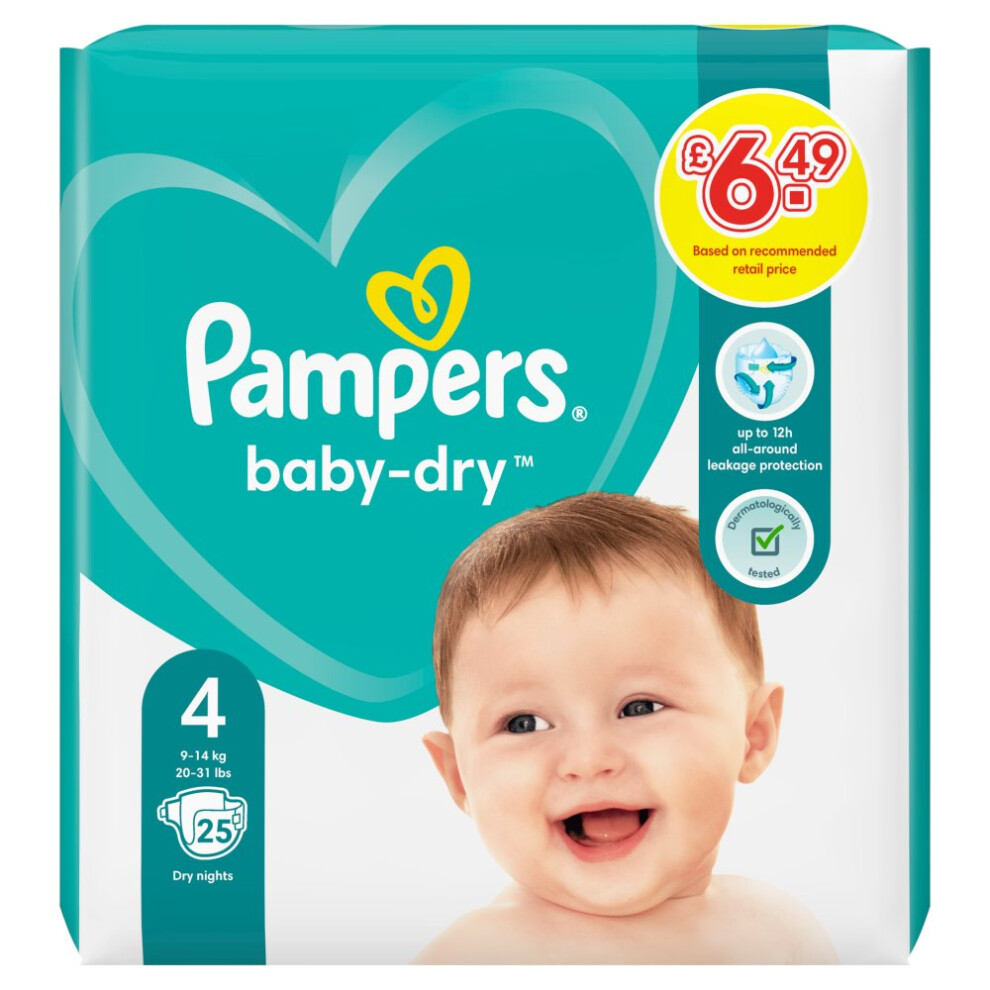 Baby-Dry Size Nappies 375G (Pack Of 4) Pampers