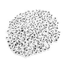 500Pcs Round Acrylic Beads A-Z White Single Letter Jewelry Making Accessories