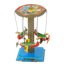 Collectible Tin Toy Airplane Carousel MM089 Iron Nostalgic Spring Rotating Plane