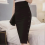 Fashionable Women's Solid Color Slim-Fitting Split Pencil Skirt (Black 2XL) 1