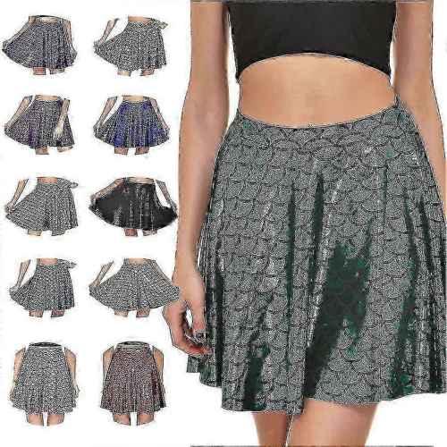 Sparkly Mermaid Pleated Mini Skirt