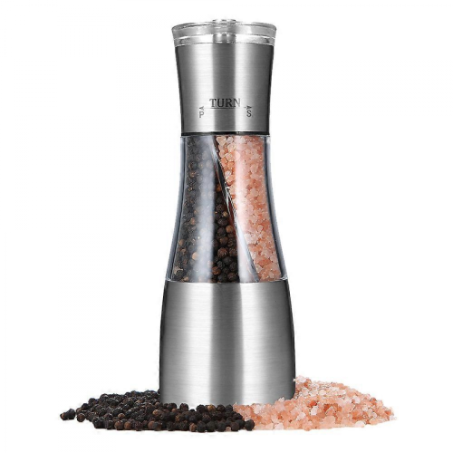 2-in-1 Pepper and Salt Grinder Set, Adjustable Ceramic Mill 1