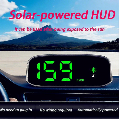 Solar HUD Head-Up Display: Overspeed Alarm, Auto Switch, Wireless, Universal Car Speedometer 1
