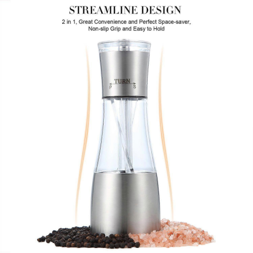 2-in-1 Pepper and Salt Grinder Set, Adjustable Ceramic Mill 2