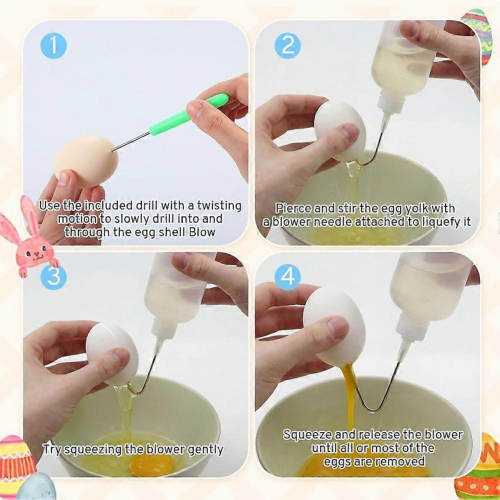 8 Pcs Easter Egg Blower Kit with Rinsing Bottle and Puncher Tool 1