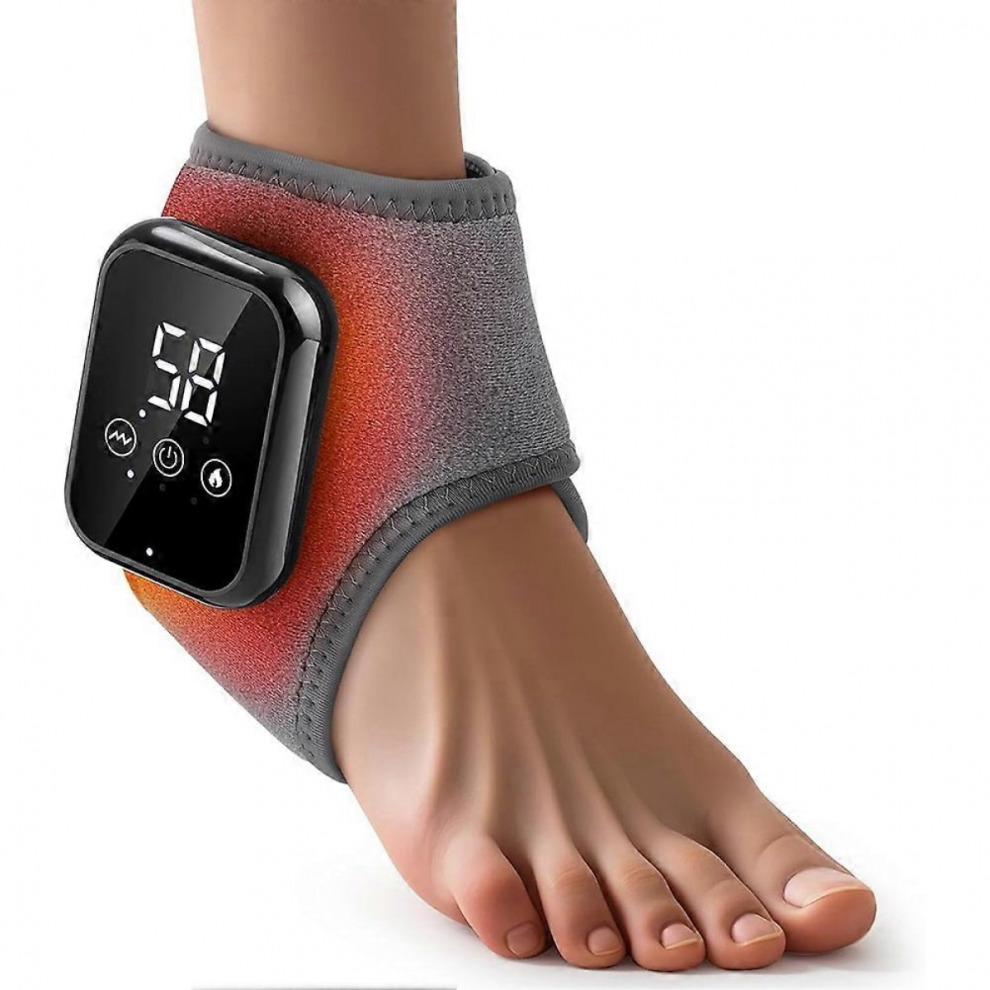 Cordless Ankle Heating Pad & Massager for Pain Relief & Circulation, Ankle Brace Wrap