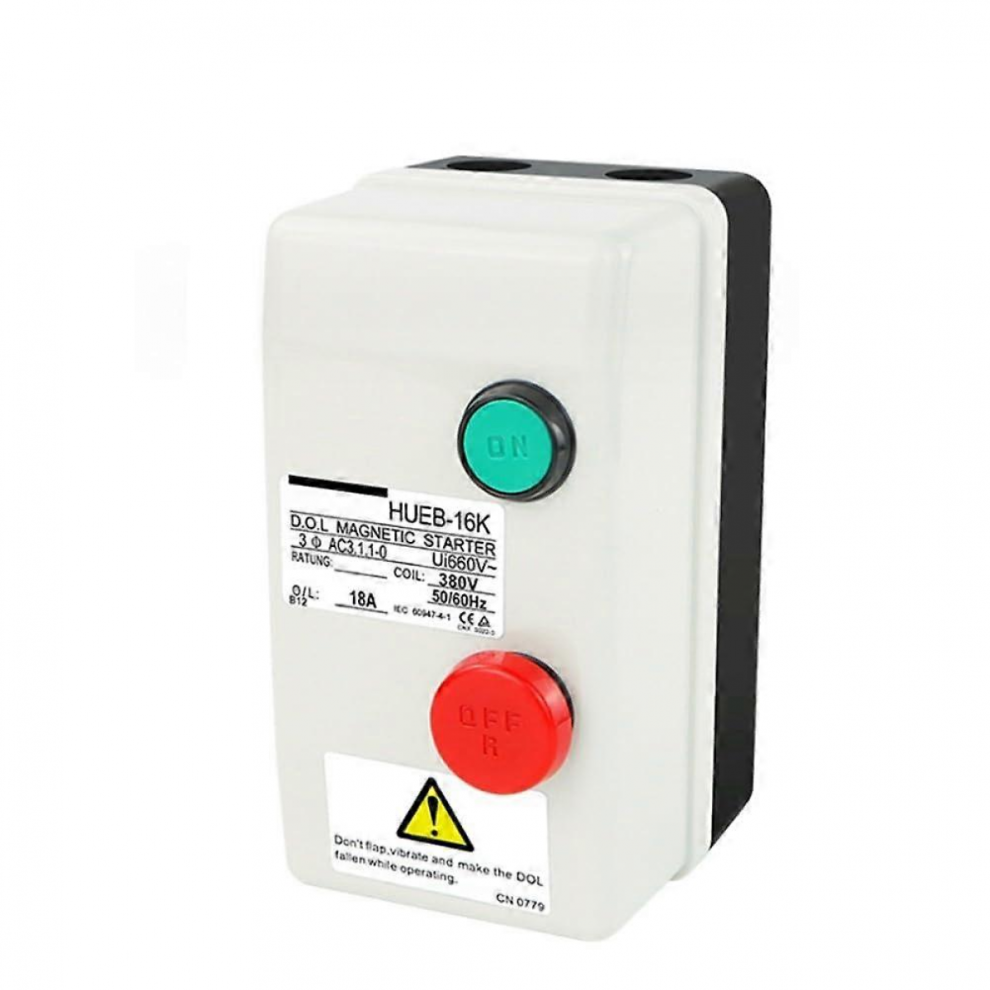 Three Phase Motor Starter Switch 380V Ip55 Waterproof With Overload Protection 12.5-18A Adjustable 5996097037508