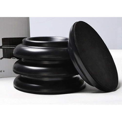 Black Round Piano Caster Cup Feet Pad Floor Protector 1