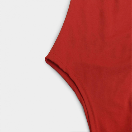 Roter, figurbetonter Kurzarm-Damenbody 2