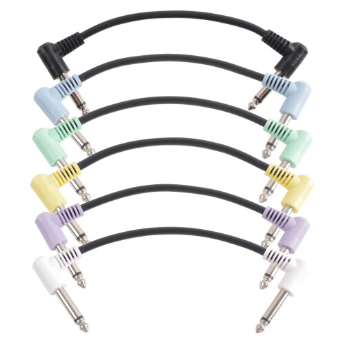 6er-Pack bunte Gitarren-Patchkabel 18 cm TS 1/4