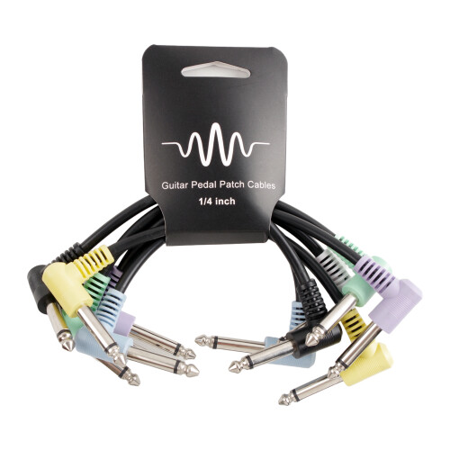 6er-Pack bunte Gitarren-Patchkabel 18 cm TS 1/4 2