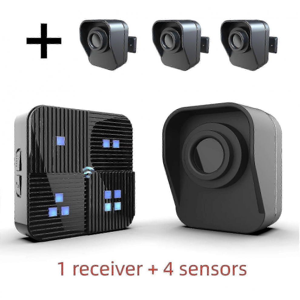 (1 Receiver 4 Sensorsus Plug) Wireless Driveway Alarm System With Motion Sensor For Home Security 5996097033609