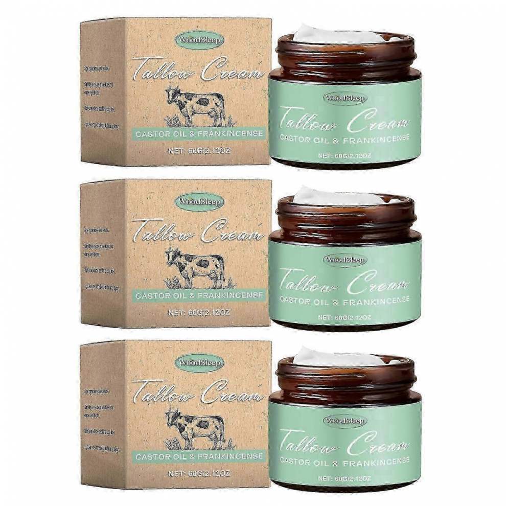 (3pcs) 1-3X Organic Grass-fed Beef Tallow Moisturizer with Frankincense & Castor Oil