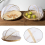 (L) Handwoven Bamboo Fruit Basket with Bug-Proof Net, Round Picnic Tray 4