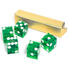 (Green, Set of 5 Dice) Premium 19mm Pro Vegas Casino Craps Dice Set of 5, Razor Sharp Edges, Matching Serial Numbers for RPG & Dice Games