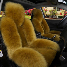 (G, One-size) Australian Wool Car Seat Covers Universal Fit Premium Soft Plush Long Hair Winter Warm Front Seat Protector