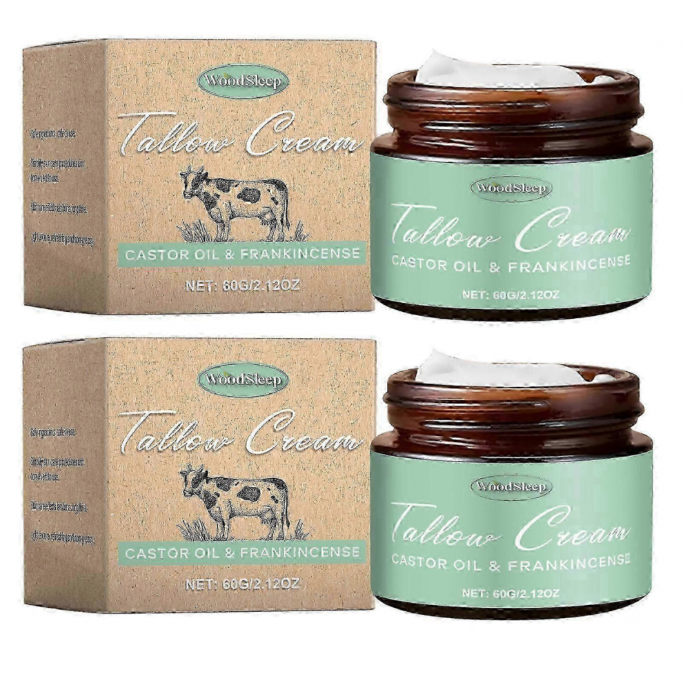 (2pcs) 1-3X Organic Grass-fed Beef Tallow Moisturizer with Frankincense & Castor Oil