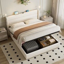 King Hydraulic Bed, LED Light & Charging Station