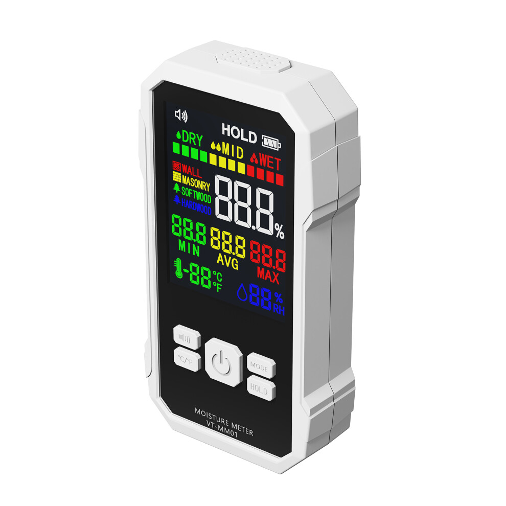 Pinless Moisture Meter For Drywall & Wood, Lcd, Non-Destructive, 50X50mm 3161389520347