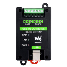 Waveshare USB auf 2-Kanal RS485 Isolierter Industriekonverter FT2232HL Unterstützt Wand und DIN-Schiene