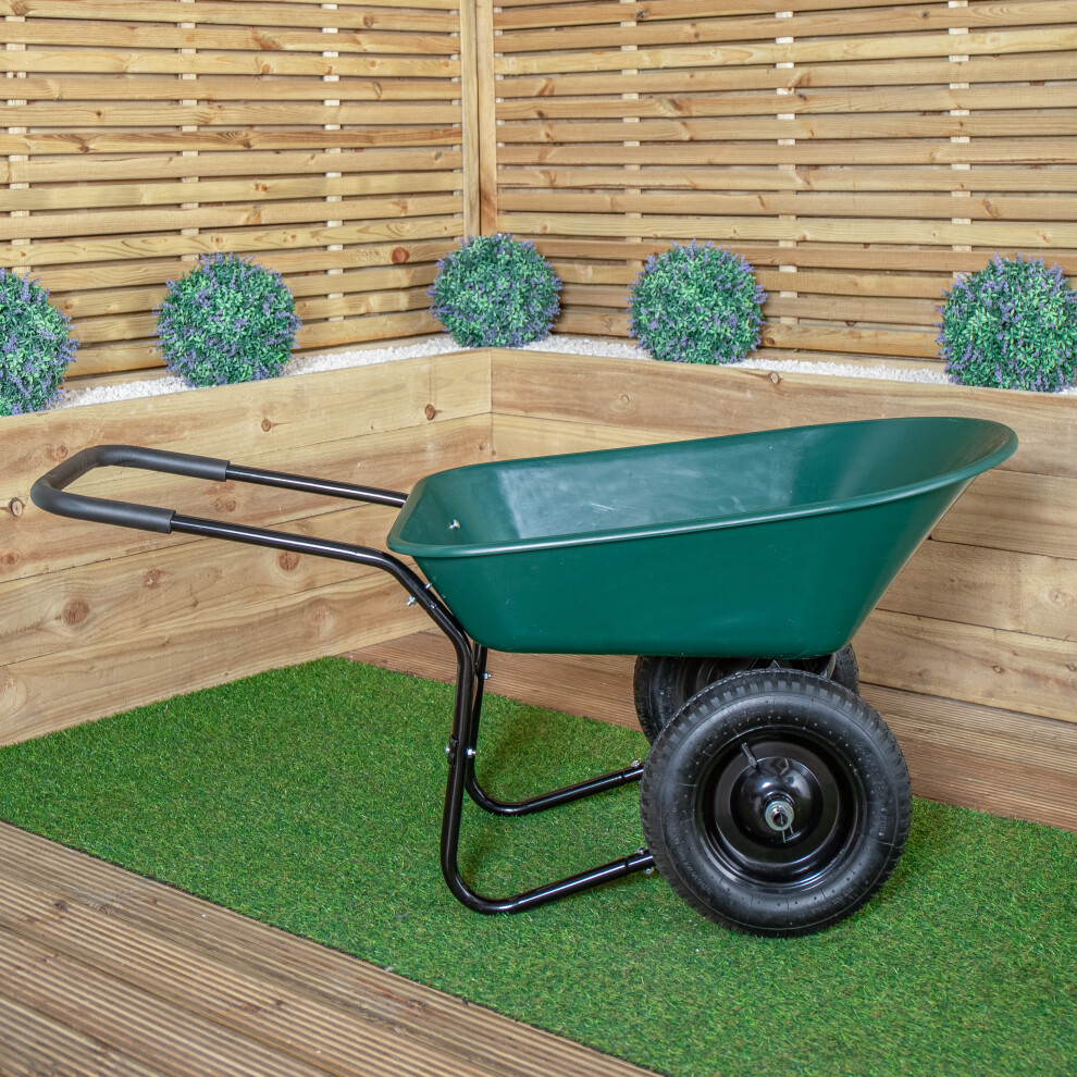 Samuel Alexander Unisex Green Heavy Duty Wheel Outdoor Pneumatic Plastic Garden Wheelbarrow In Size 2 - Image 5