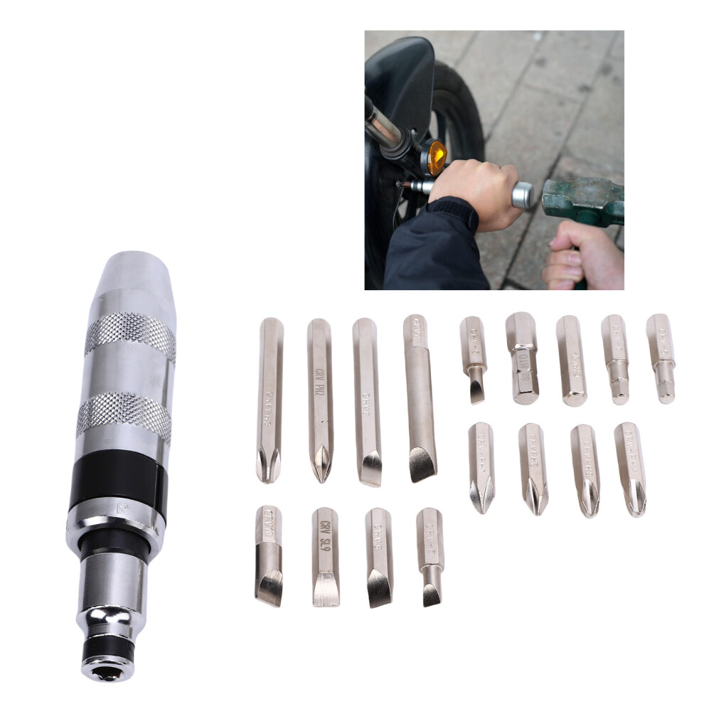 18Pcs 1/2 Inch Crv Impact Screwdriver Set With Bits, Reversible Manual Driver 4651388508624
