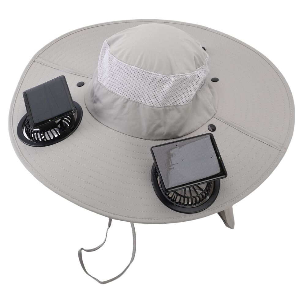 Solar Fan Hat 2 Fans Uv-Proof Wide Brim Cotton Blend Rechargeable 1000Mah 4981380610576