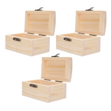 3er-Set Naturholz-Schatzkisten, 9 x 5,5 x 5 cm