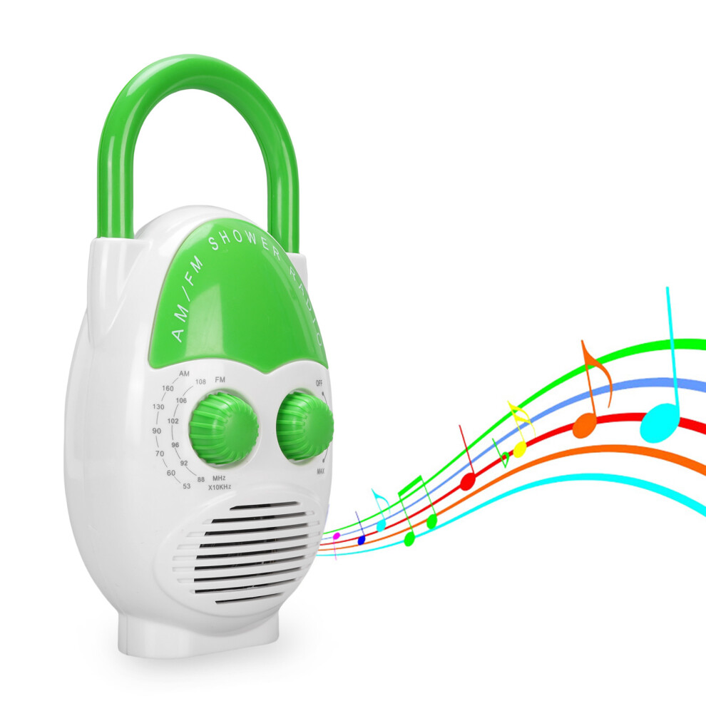 Waterproof Portable Am Fm Radio With Built-In Speaker, 77X58x155mm Green 7891388509215
