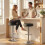 Homcom (Black) HOMCOM Bar Stools Set of 2, Height Adjustable Breakfast Bar Chairs 1