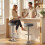 Homcom (Grey) HOMCOM Bar Stools Set of 2, Height Adjustable Breakfast Bar Chairs 1