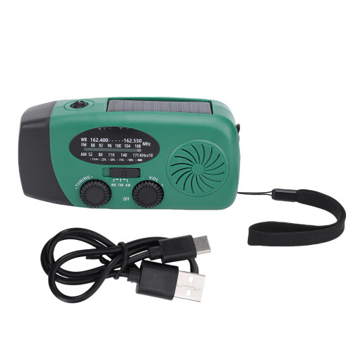 Handkurbel-Solarradio 2000 mAh 145x69x55 mm grün 2
